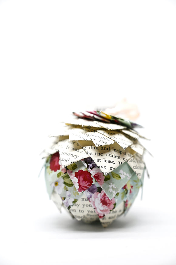 Emma + Floral Print Book Page Ornament