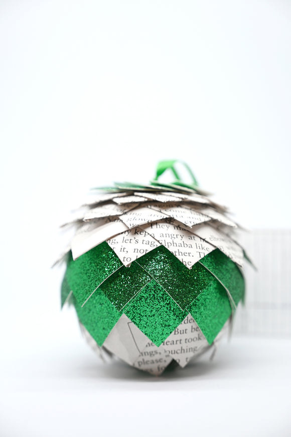 Wicked + Emerald Glitter Book Page Ornament