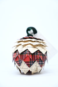 A Christmas Carol + Plaid Print Book Page Ornament
