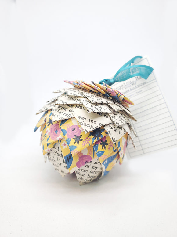 I Know Why the Caged Bird Sings + Floral Print Book Page Ornament