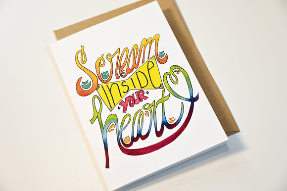 Hand-Drawn Notes Card - Scream Inside Your Heart