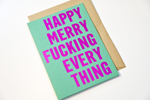Typo Notes Card - Happy Merry Fucking Everything